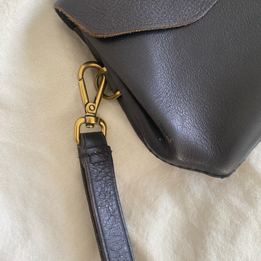 Vintage‎ 1937 Accessories Black Leather Clutch Wristlet - Picture 8 of 8